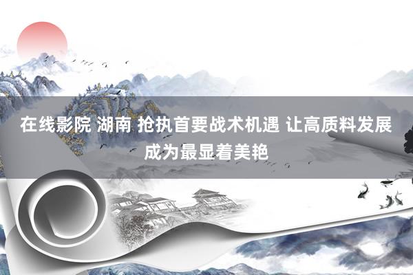 在线影院 湖南 抢执首要战术机遇 让高质料发展成为最显着美艳
