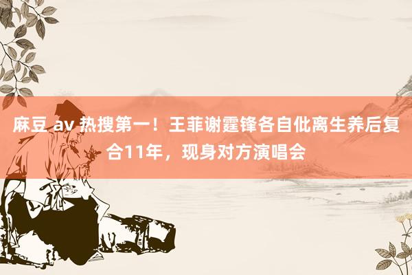 麻豆 av 热搜第一！王菲谢霆锋各自仳离生养后复合11年，现身对方演唱会